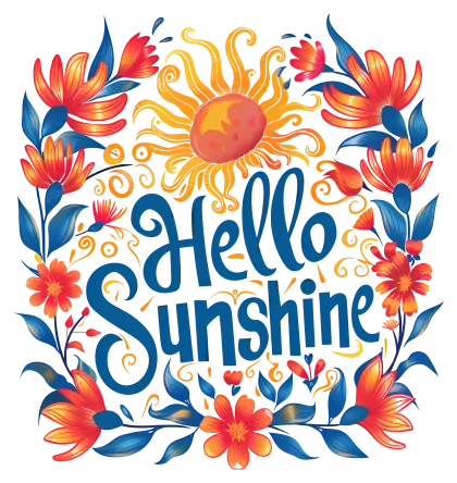 Vibrant Floral and Sunshine Typography Design