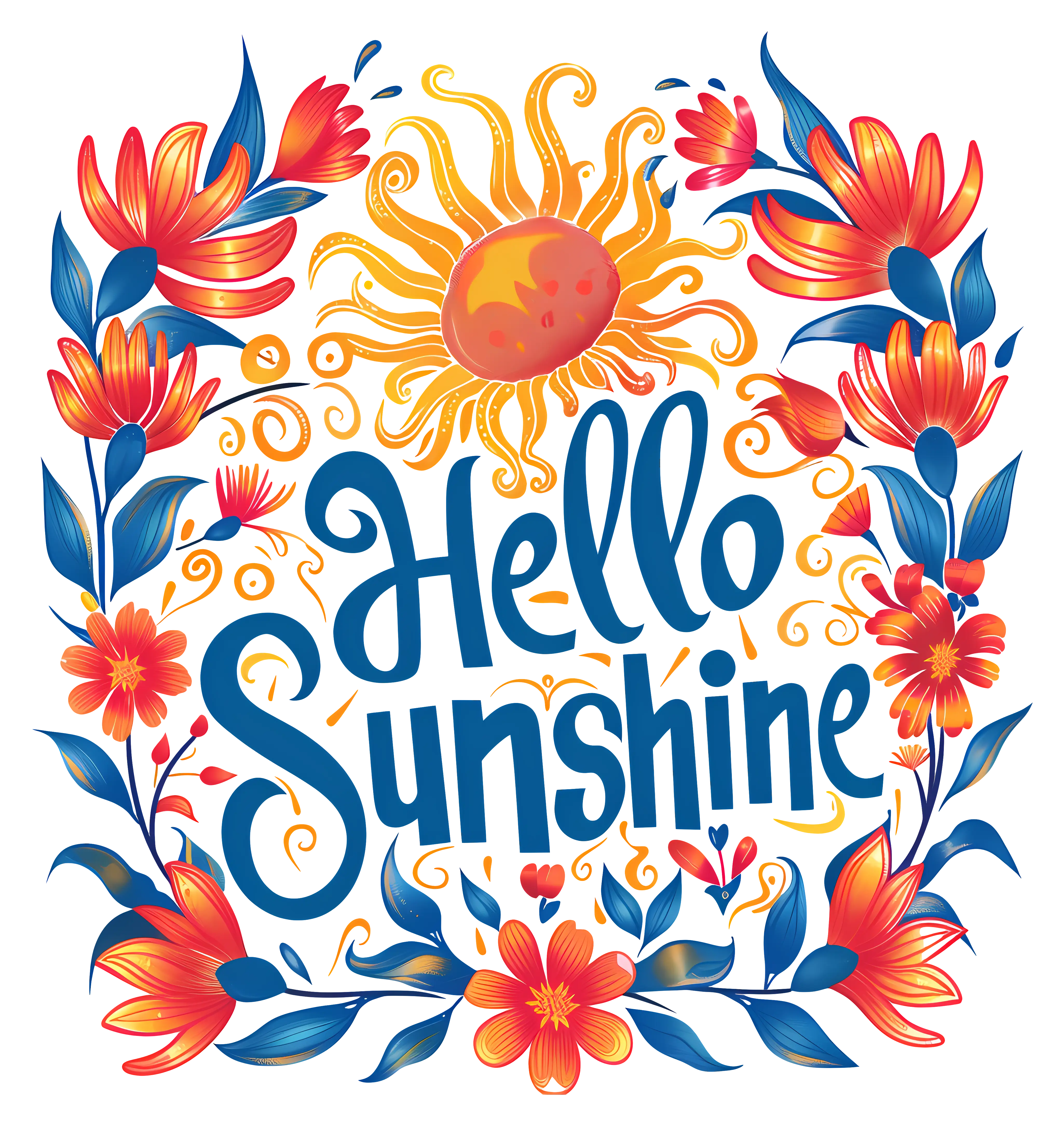 Vibrant Floral and Sunshine Typography Design