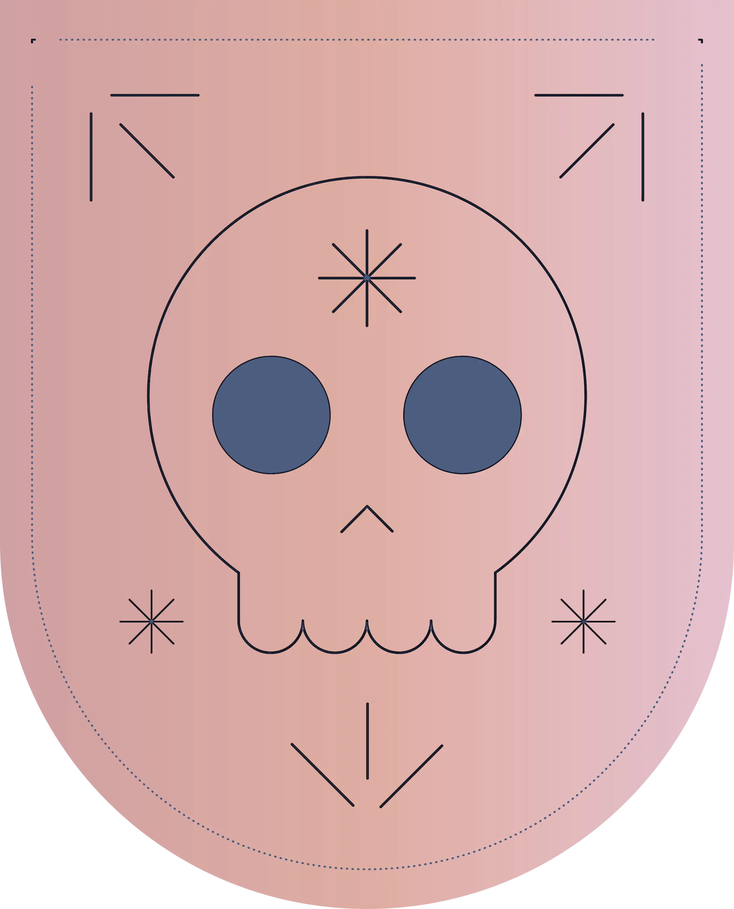 Pink Skull Emblem with Stars