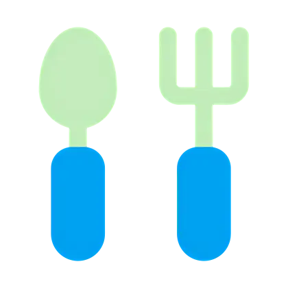 Green and Blue Fork and Spoon for Dining