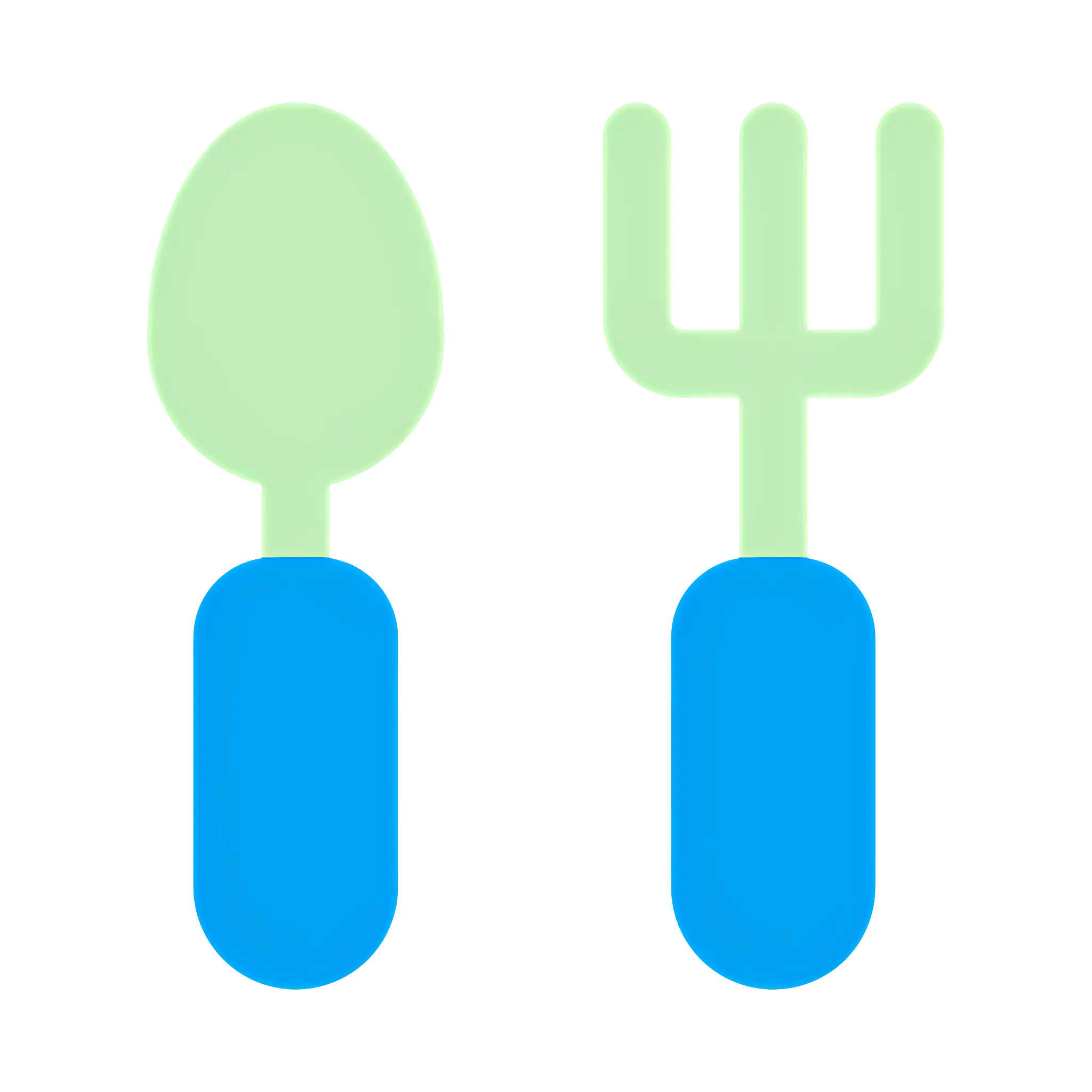 Green and Blue Fork and Spoon for Dining
