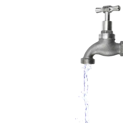 Water Faucet with Flowing Water
