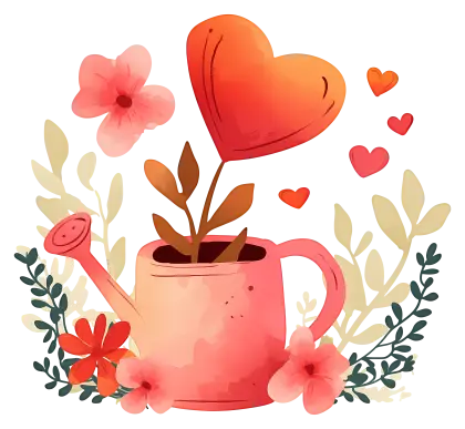 Watering Can with Hearts for Valentine&#039;s Day