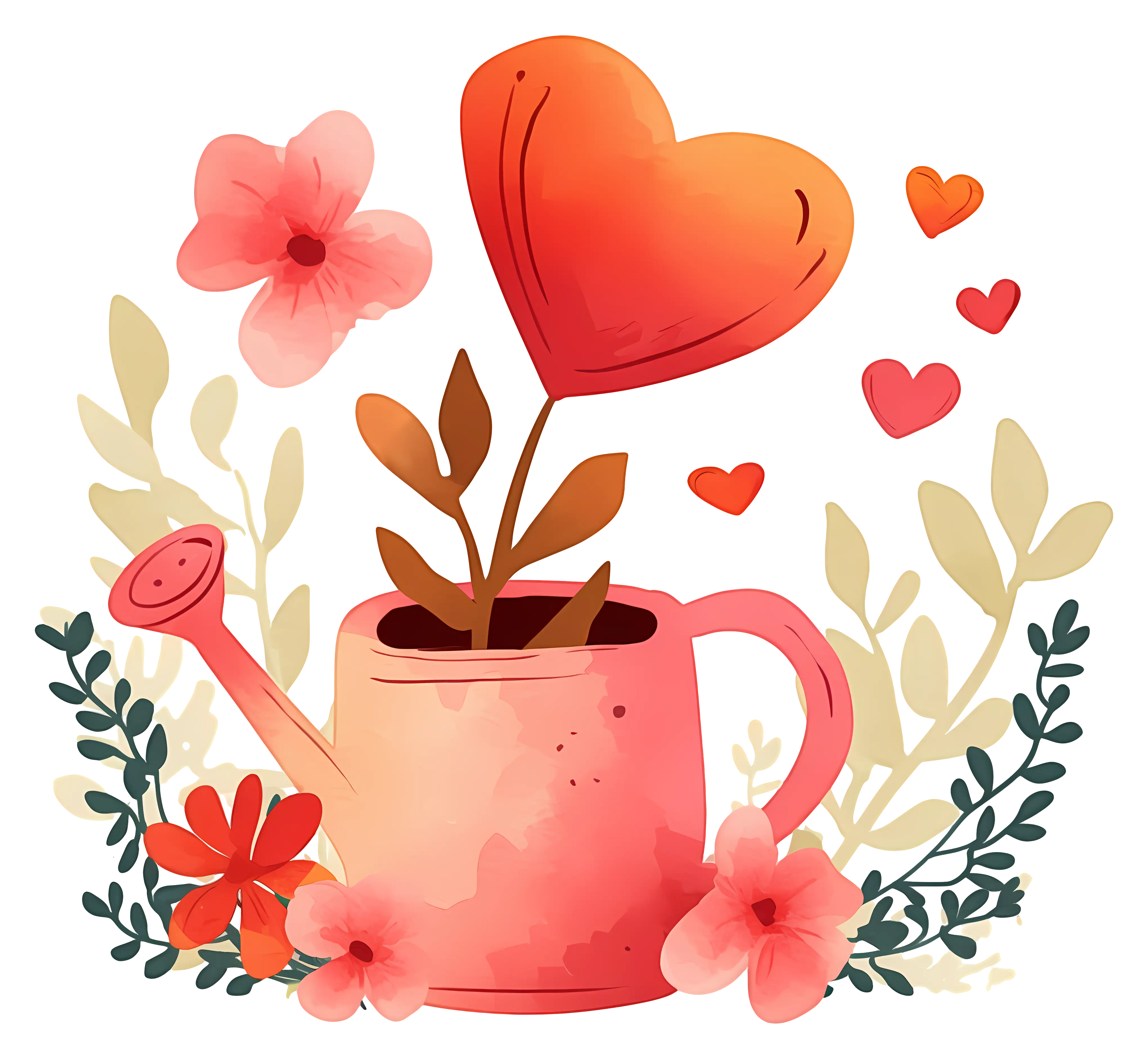 Watering Can with Hearts for Valentine's Day