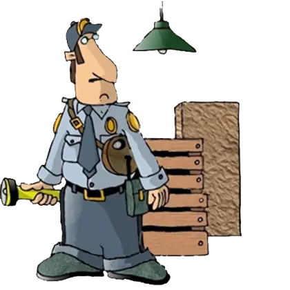 Cartoon Security Guard on Patrol