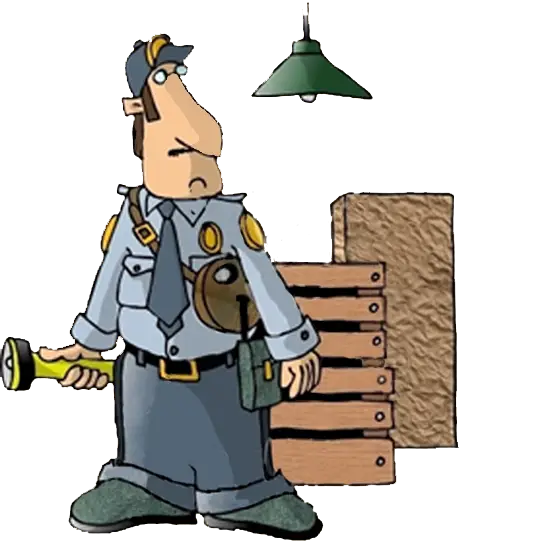 Cartoon Security Guard on Patrol