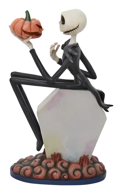 Skeleton with Pumpkin on Tombstone