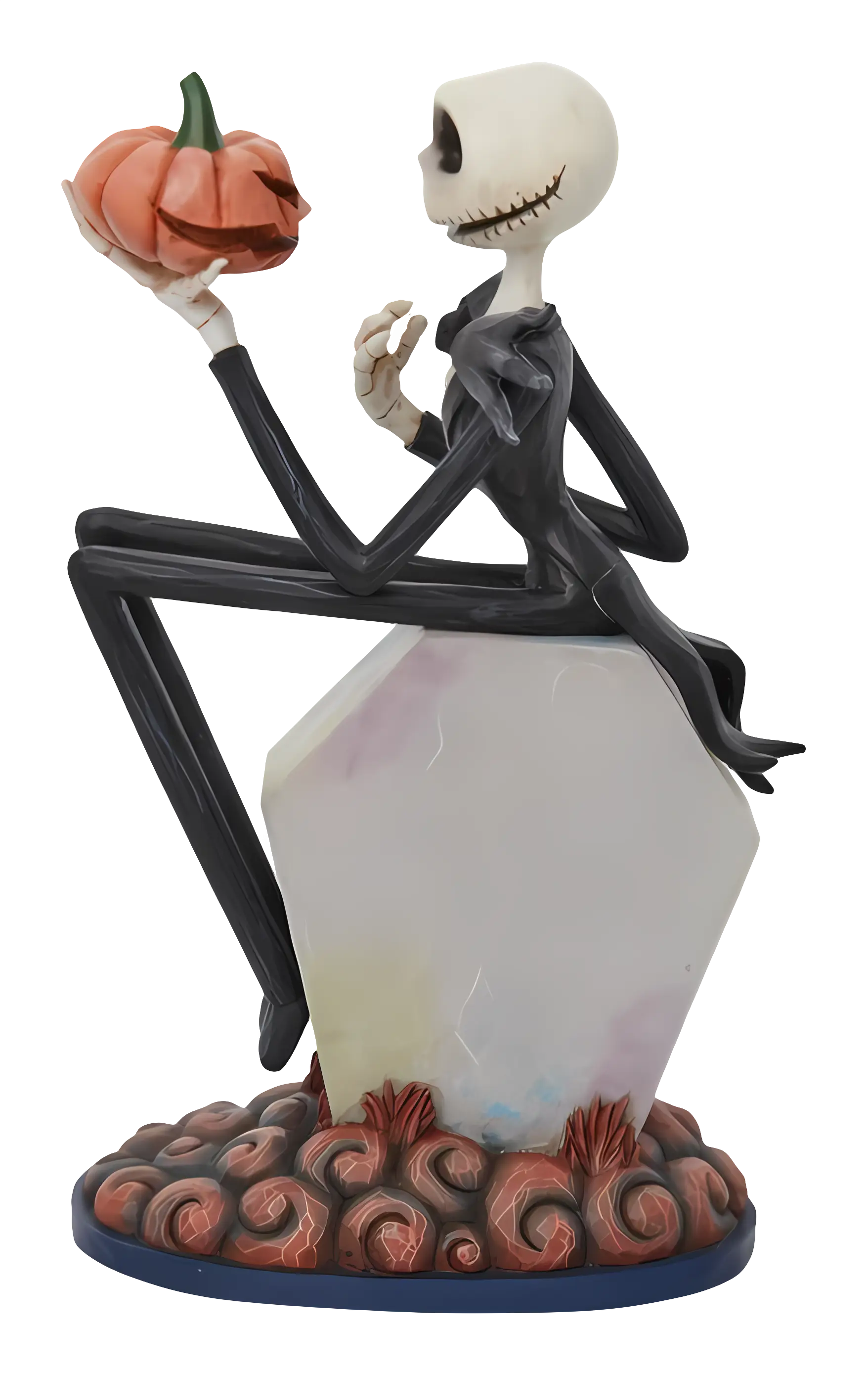 Skeleton with Pumpkin on Tombstone