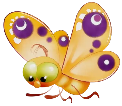 Yellow Butterfly with Purple Spot Design