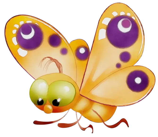 Yellow Butterfly with Purple Spot Design