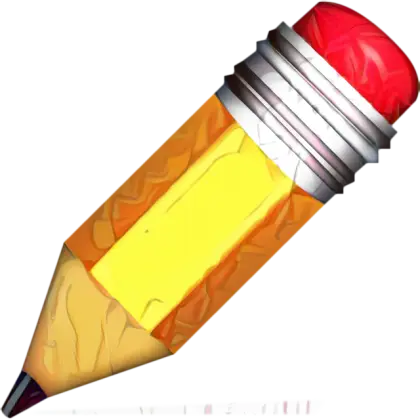 Cartoon Illustration of a Detailed Yellow Pencil