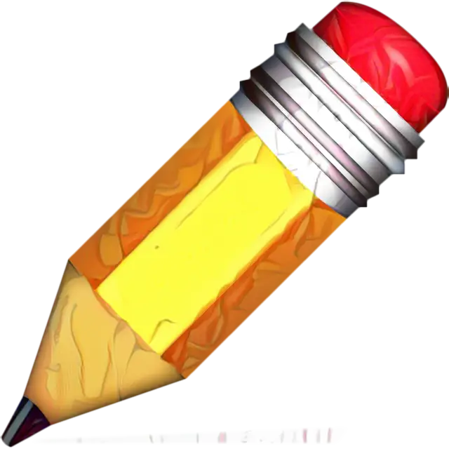 Cartoon Illustration of a Detailed Yellow Pencil