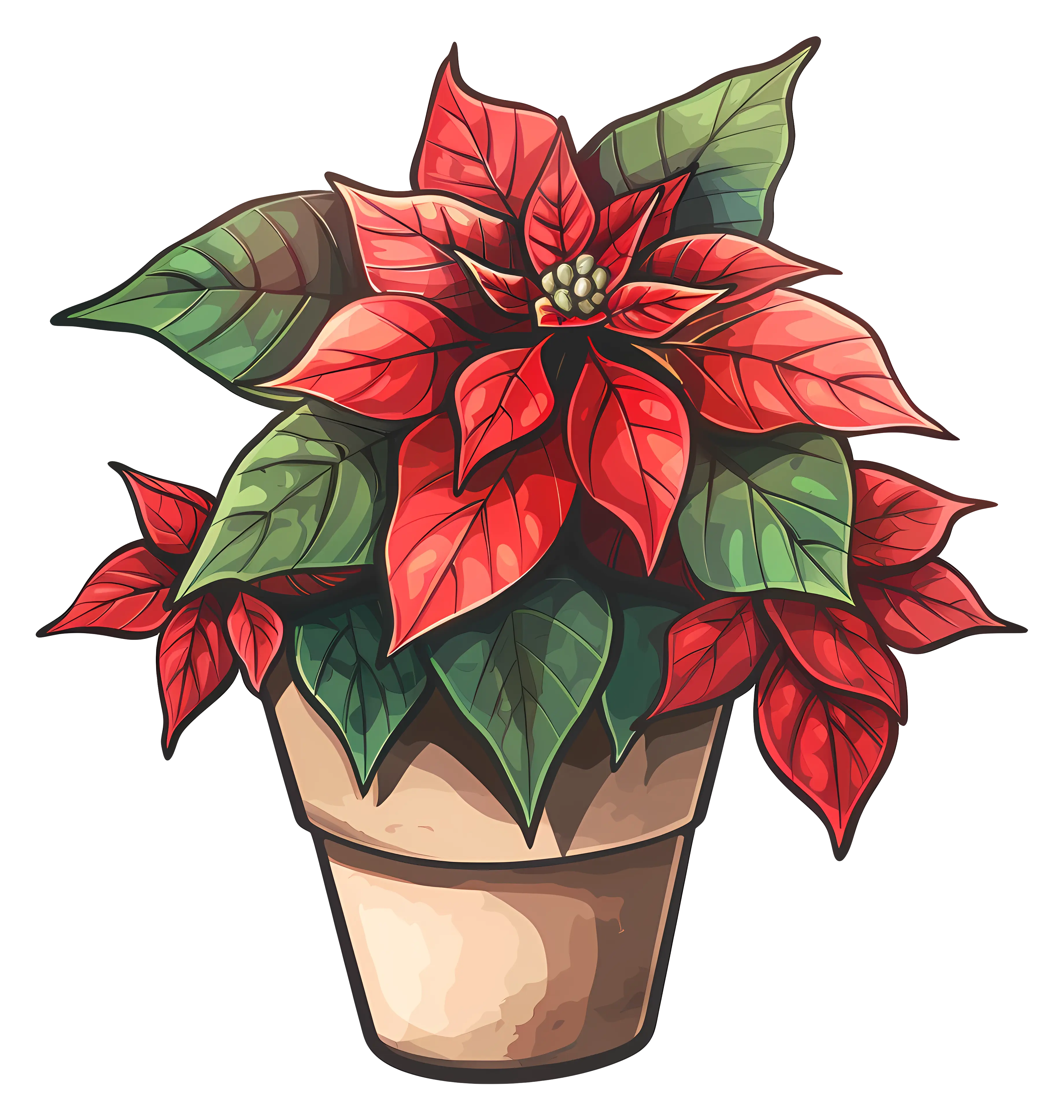 Festive Red Poinsettia Plant in Pot