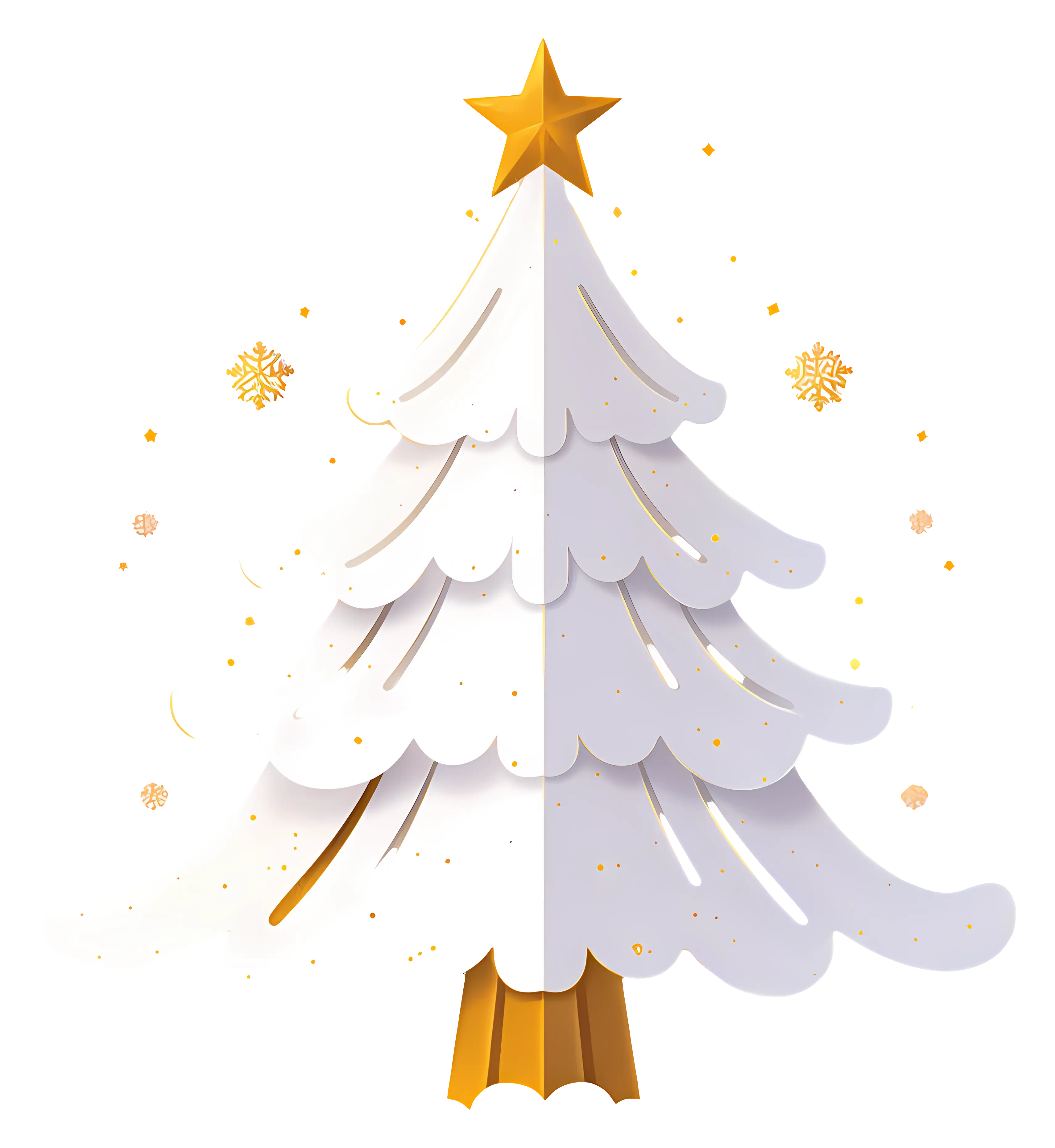 White Christmas Tree with Gold Star