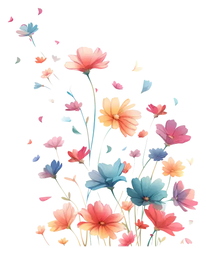 Illustration of Colorful Flowers in Bloom