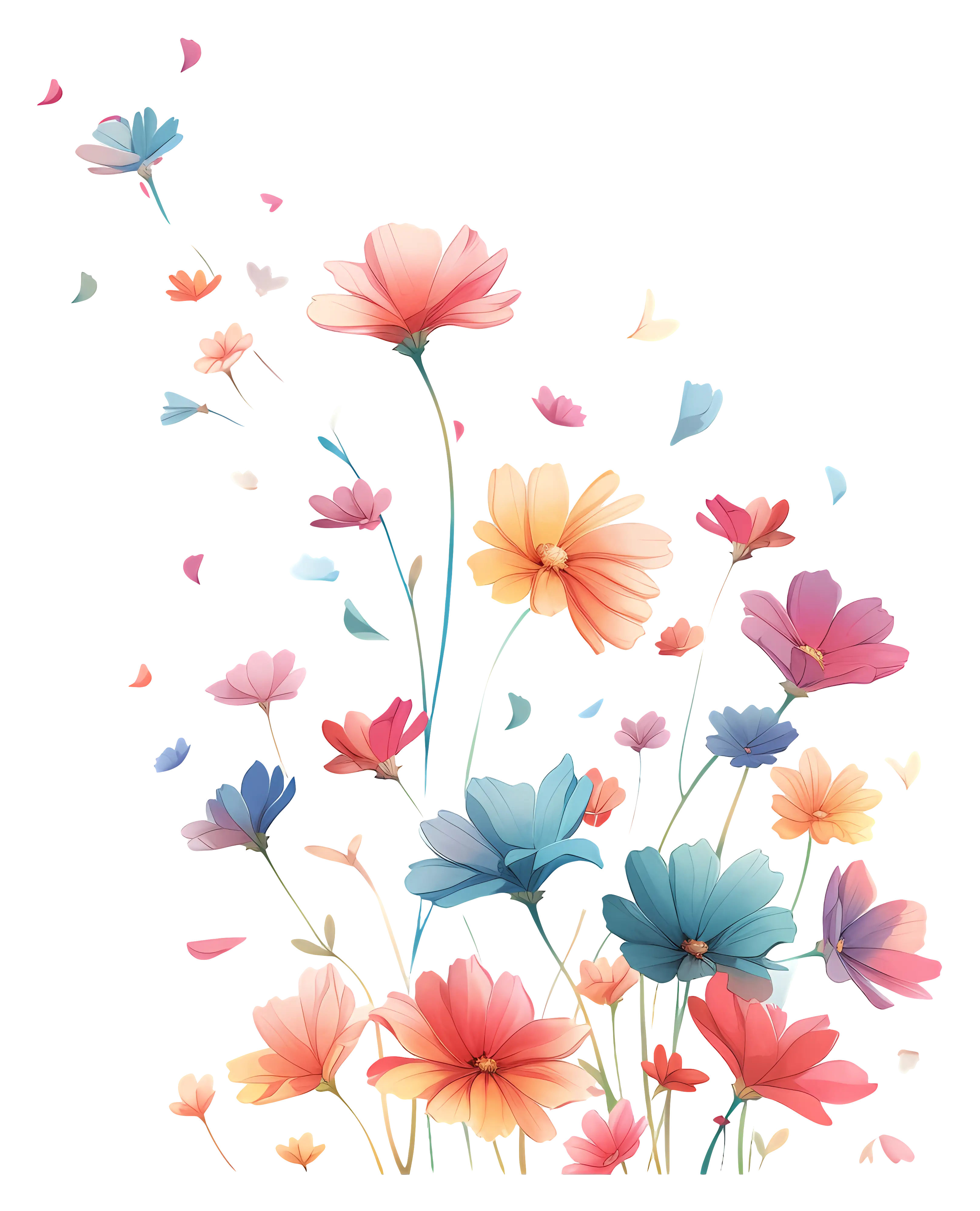 Illustration of Colorful Flowers in Bloom
