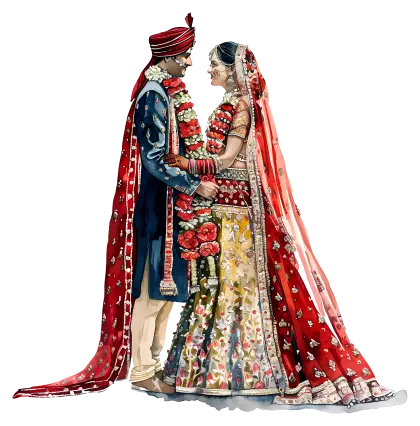 Traditional Wedding Couple Standing