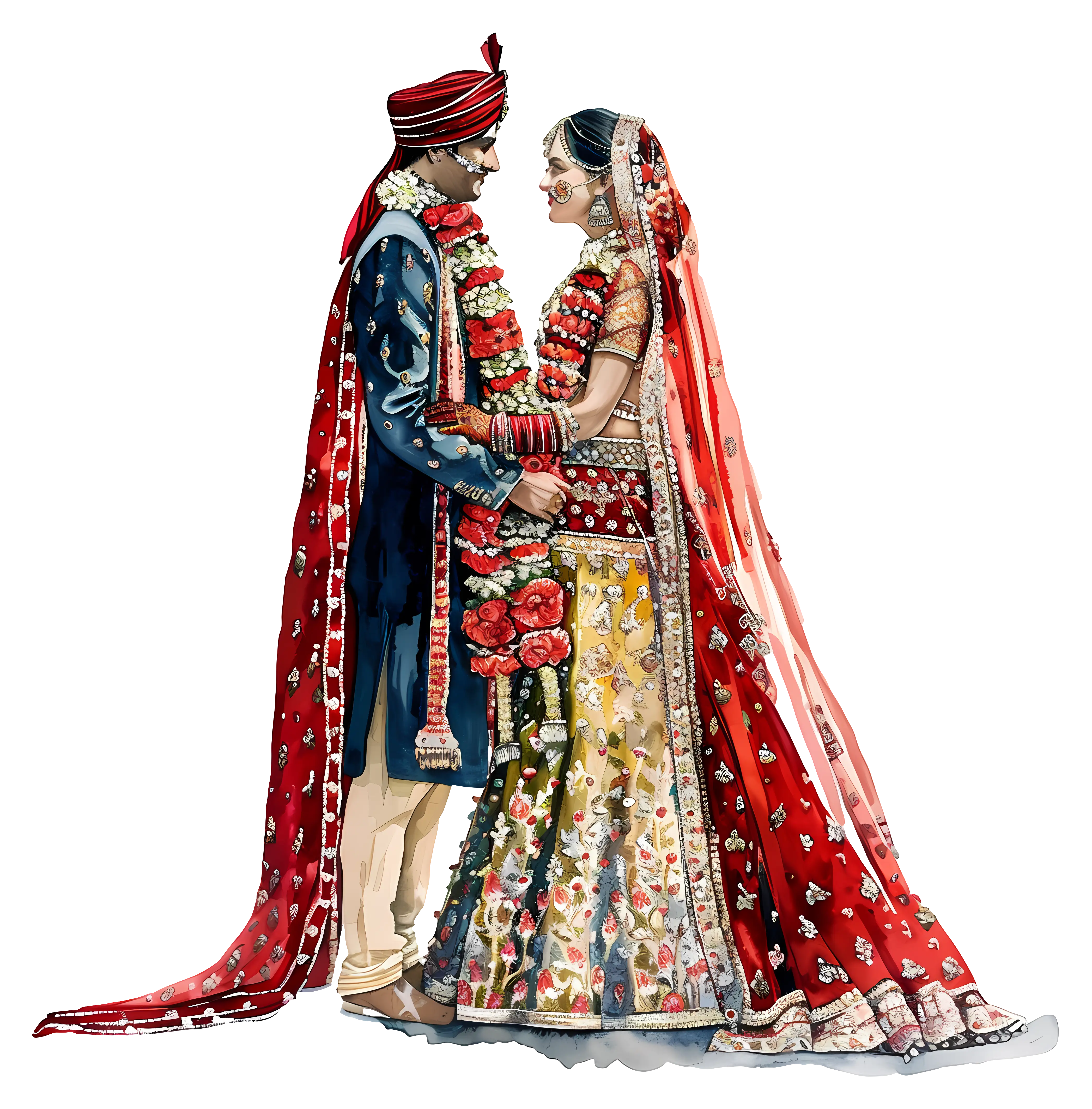 Traditional Wedding Couple Standing