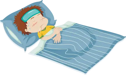 Sick Child in Bed Illustration
