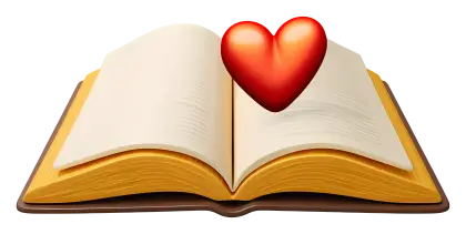 Open Book with Heart Illustration
