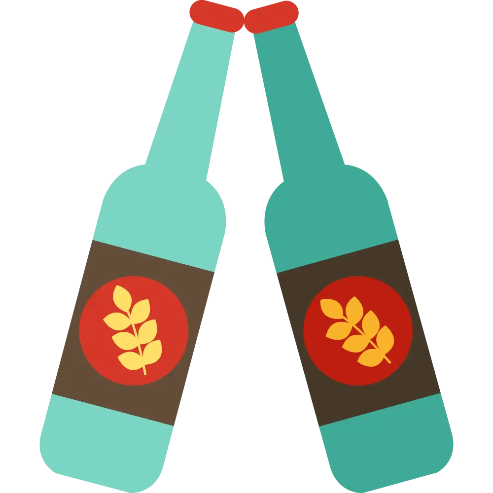 Two Beer Bottles Clinking