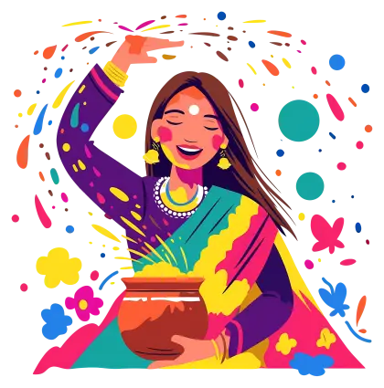 Woman Celebrating Holi Festival