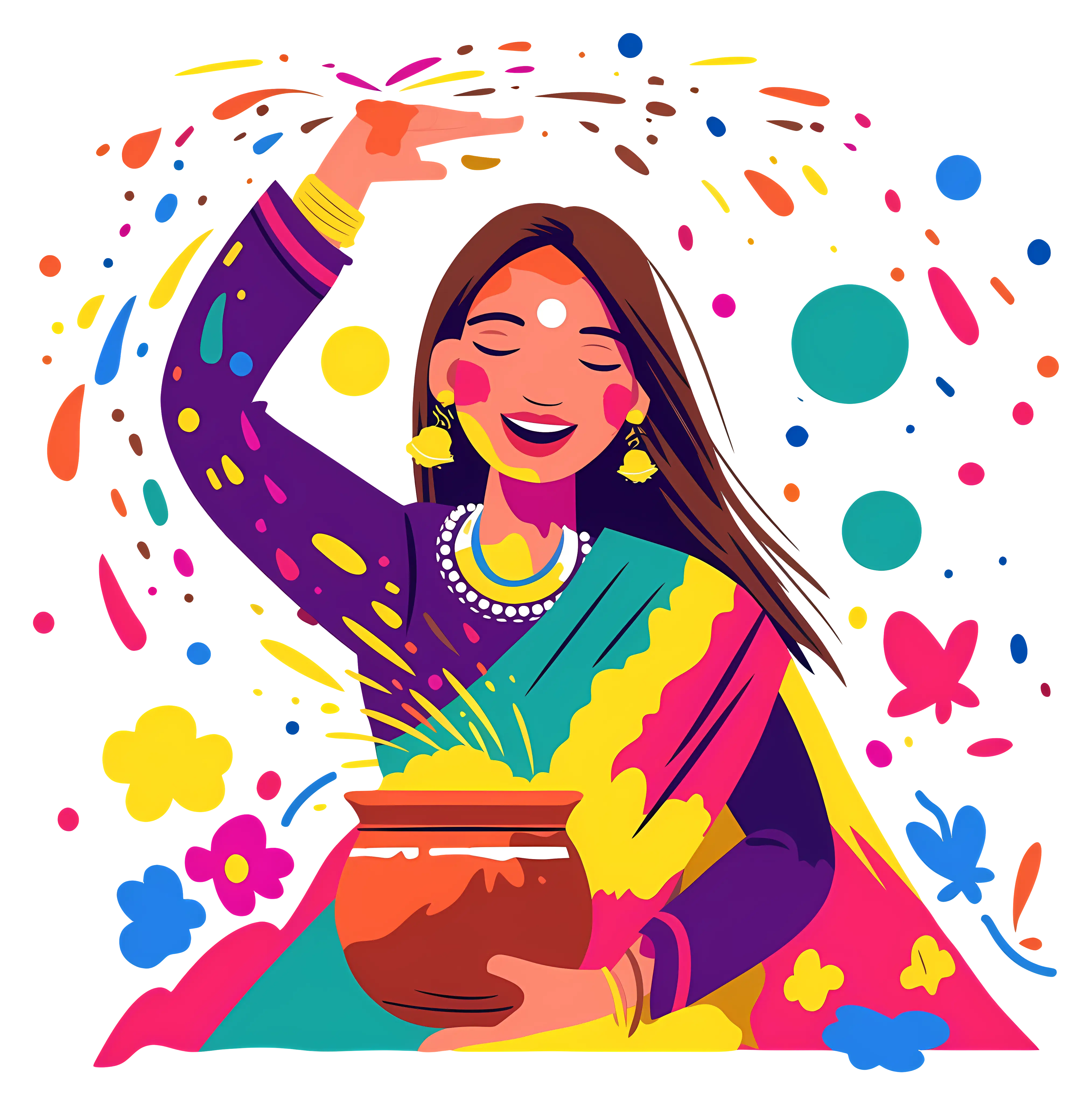 Woman Celebrating Holi Festival