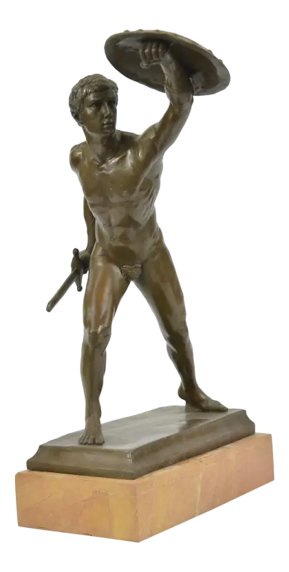 Bronze Warrior Statue with Shield