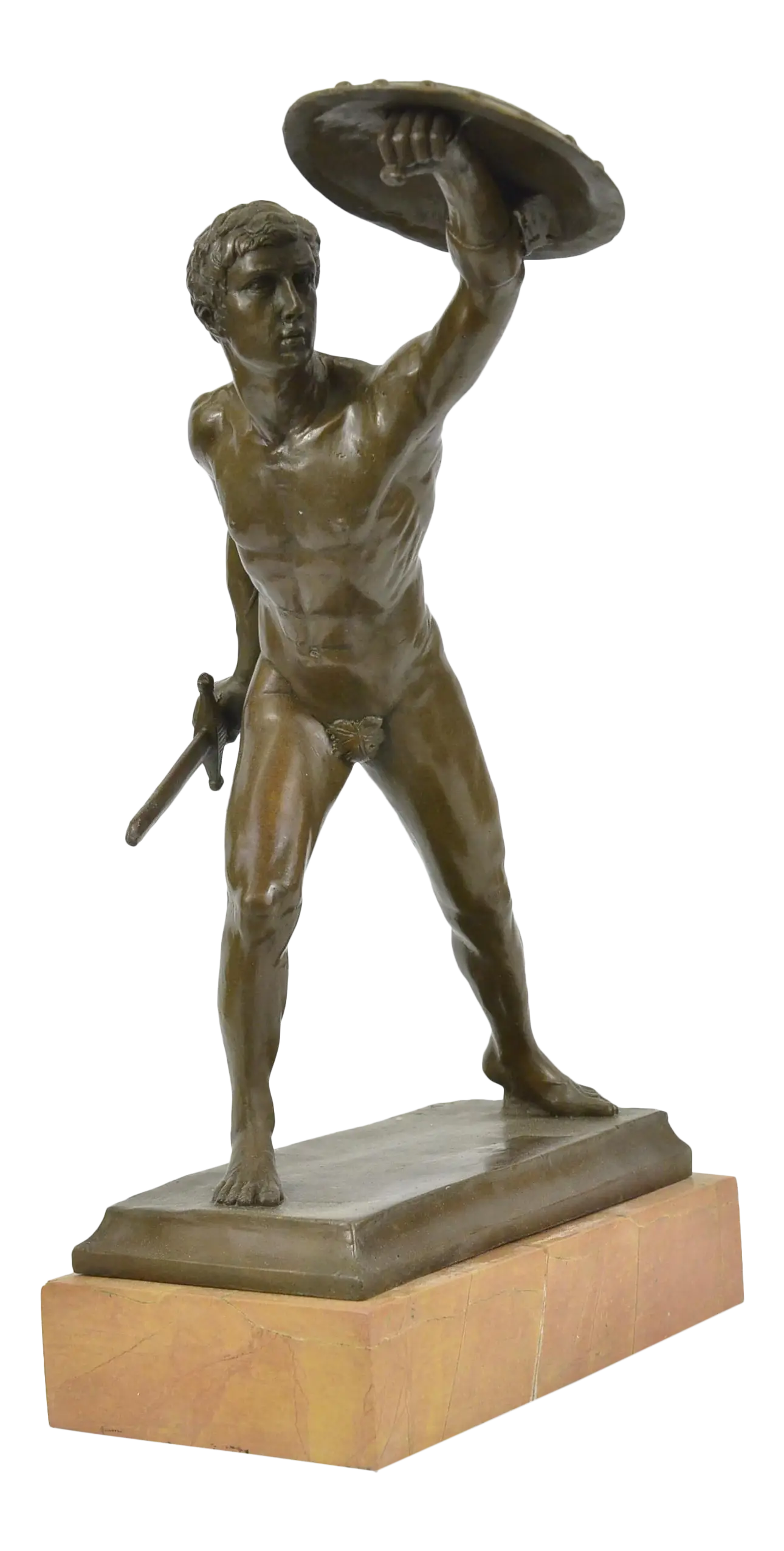 Bronze Warrior Statue with Shield