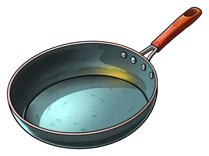 Frying Pan Illustration with Wooden Handle
