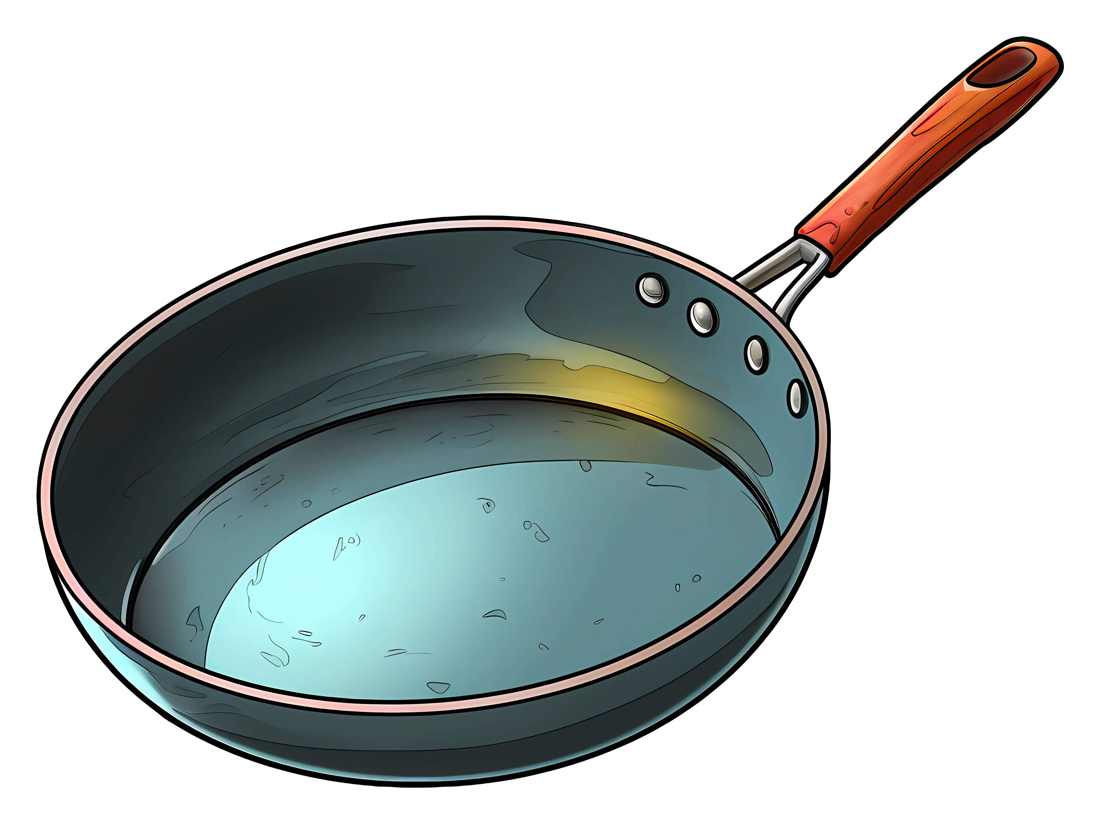 Frying Pan Illustration with Wooden Handle