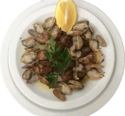 Clams with Lemon on Plate