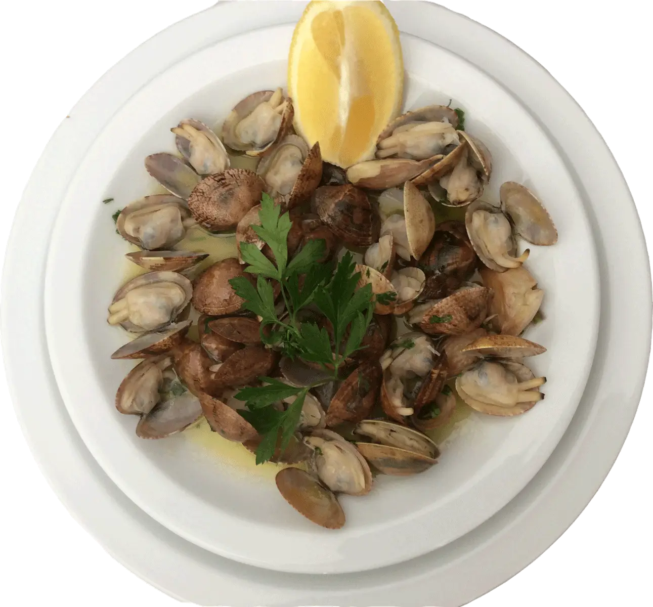 Clams with Lemon on Plate