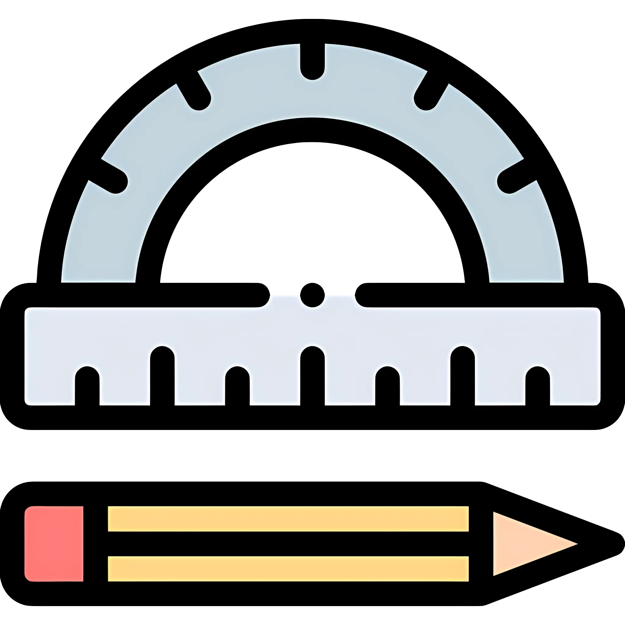 Ruler and Pencil Icon for Measurement and Drawing