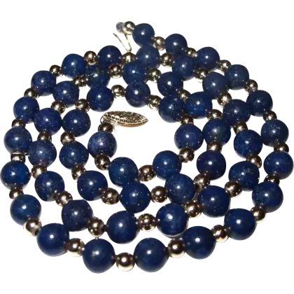 Blue Gemstone Necklace with Beads
