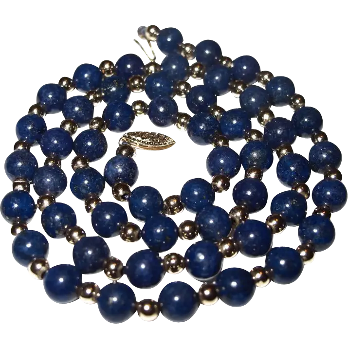 Blue Gemstone Necklace with Beads