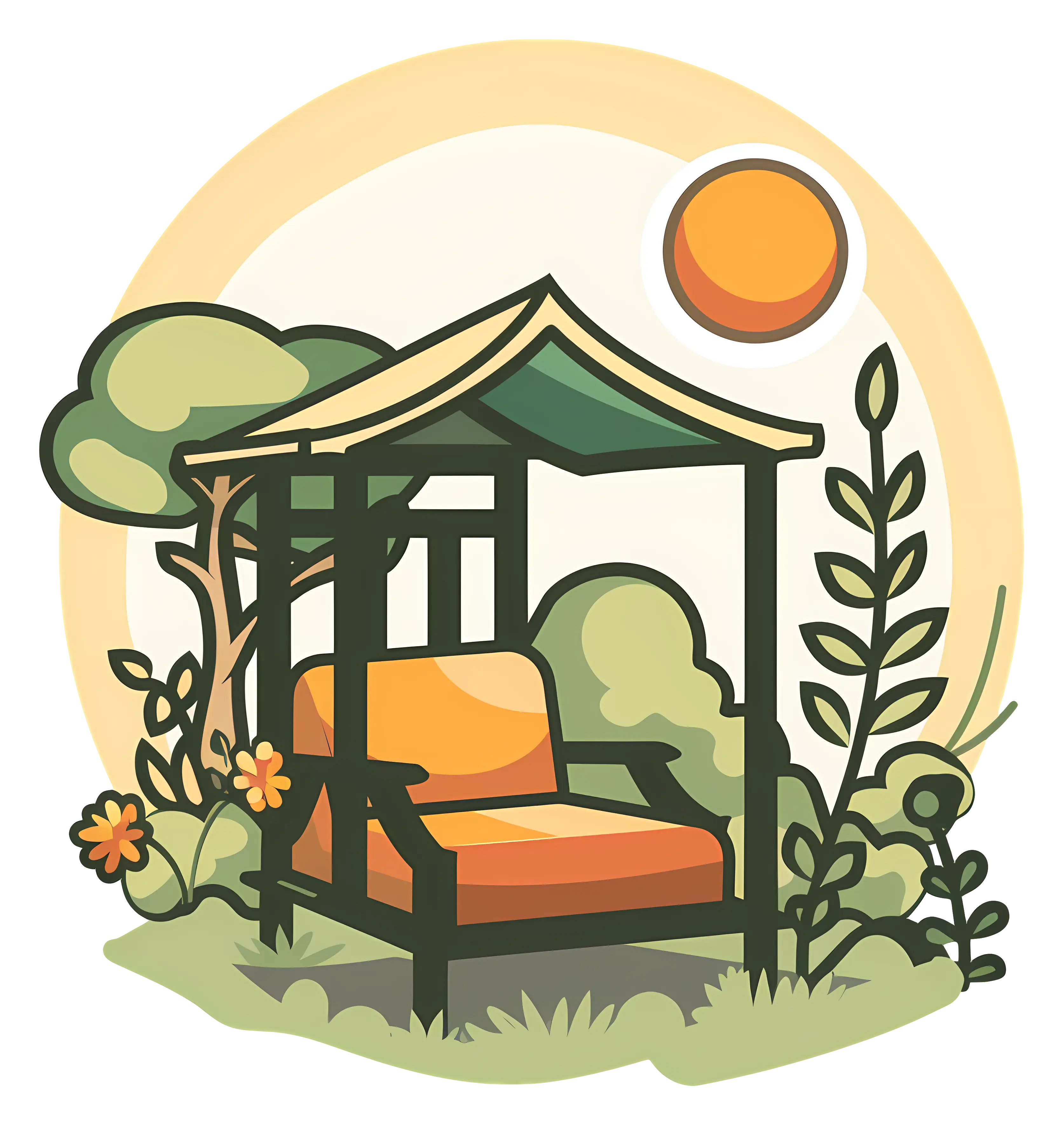 Cozy Gazebo with Chair in Garden