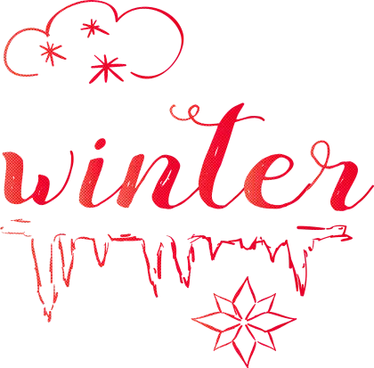Winter Text Design with Snowflakes and Icicles