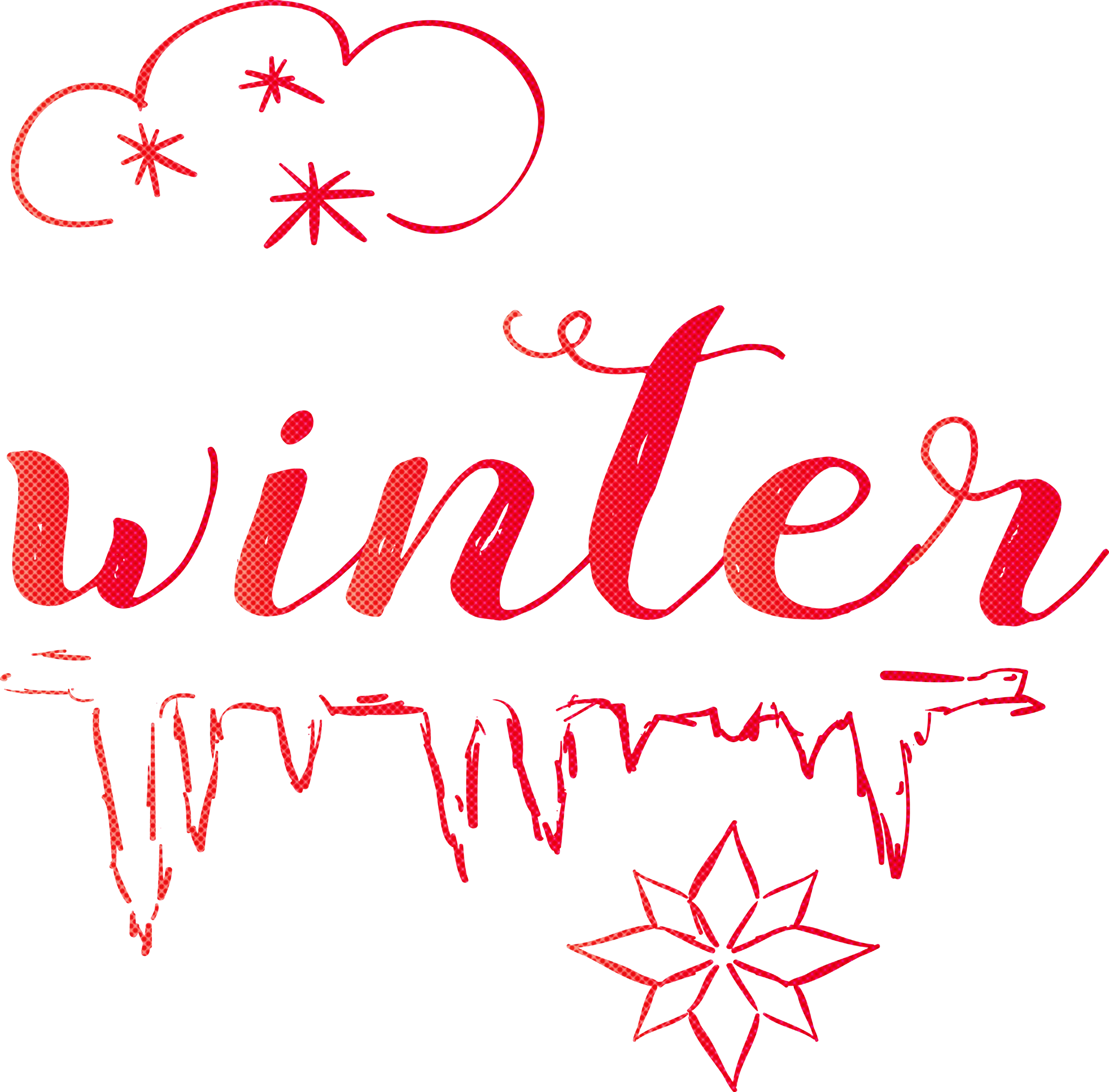 Winter Text Design with Snowflakes and Icicles