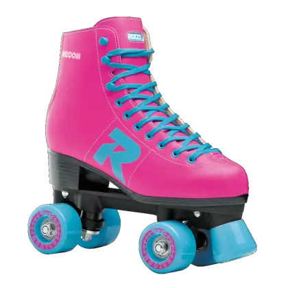 Pink Roller Skate with Blue Wheels