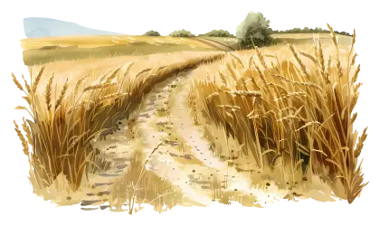 Golden Wheat Field with Serpentine Pathway