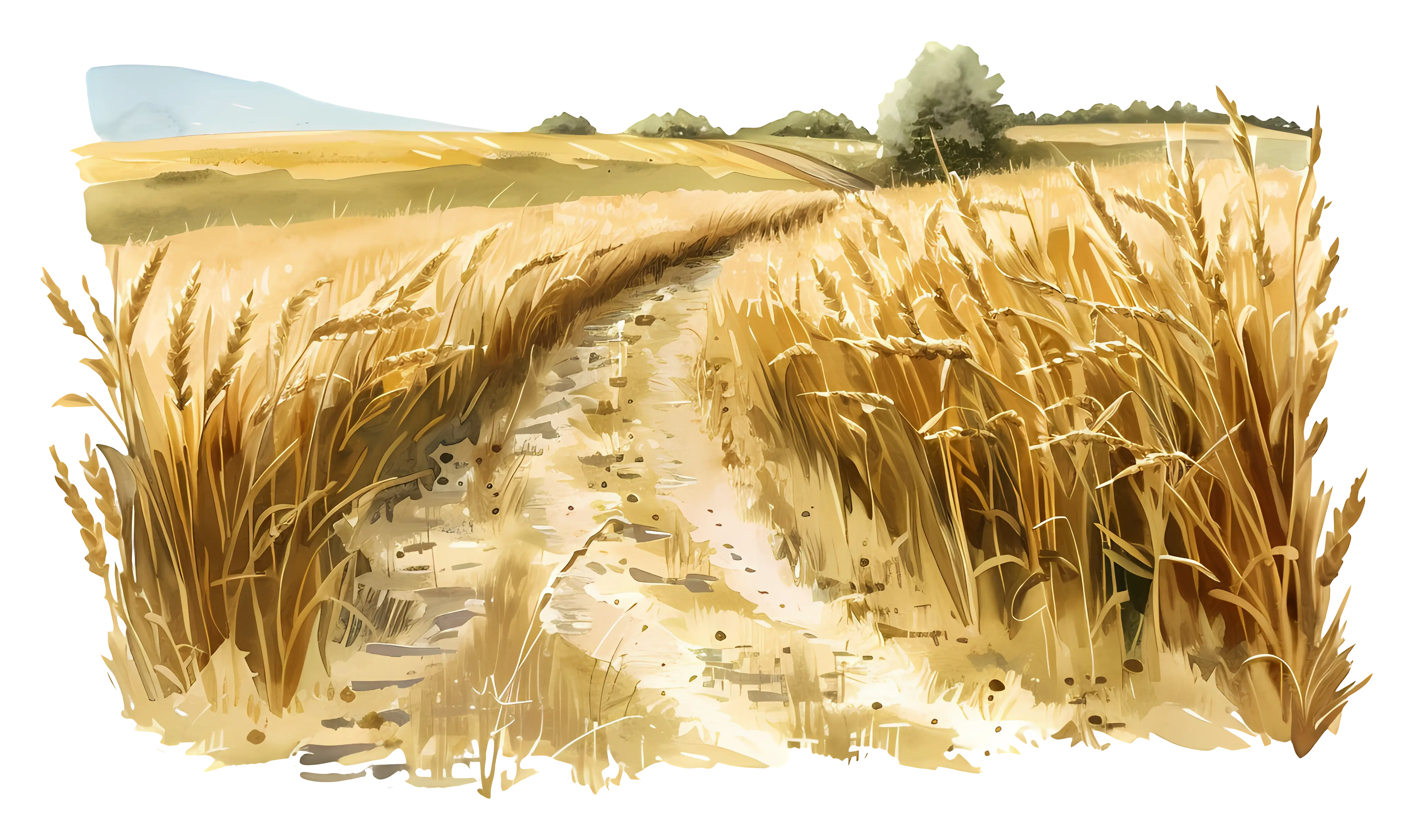 Golden Wheat Field with Serpentine Pathway