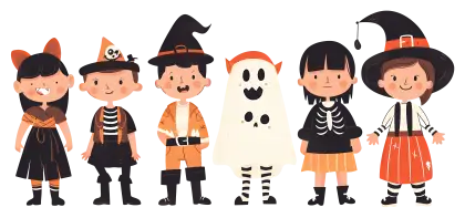 Halloween Children in Festive Costumes