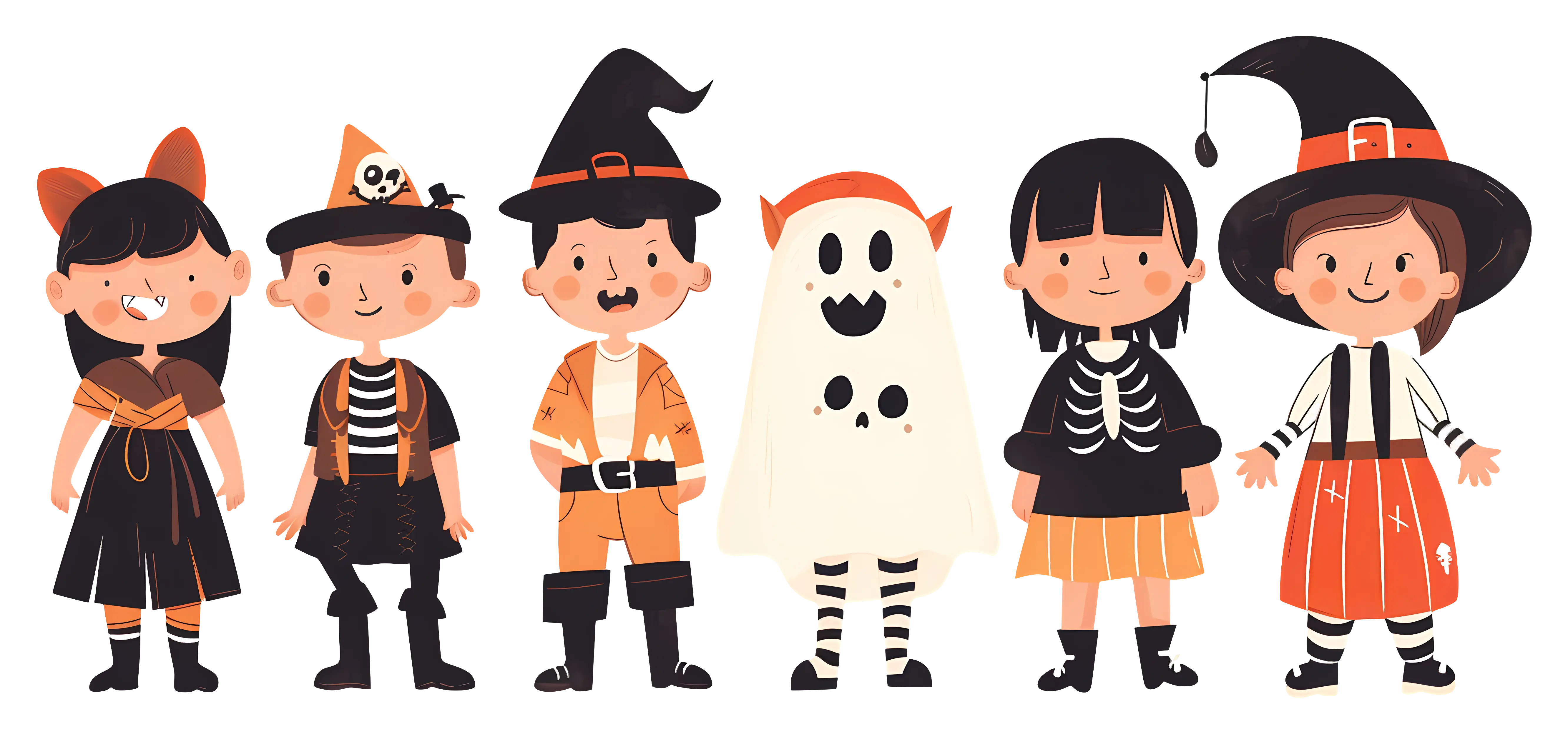 Halloween Children in Festive Costumes