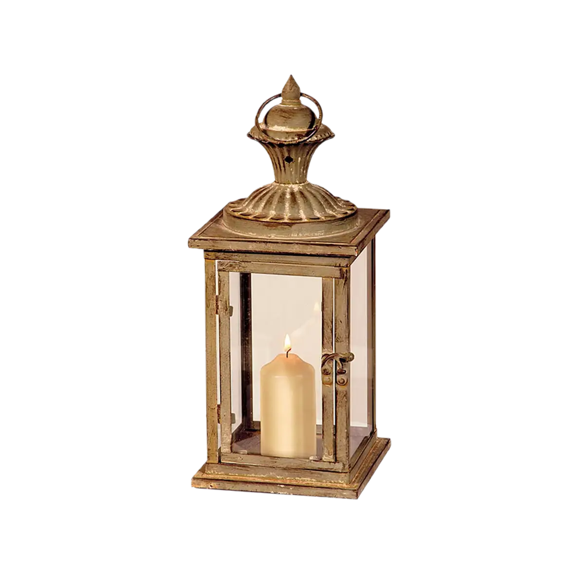 Antique Metal Lantern with Candle