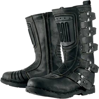 Black Leather Boots with Straps