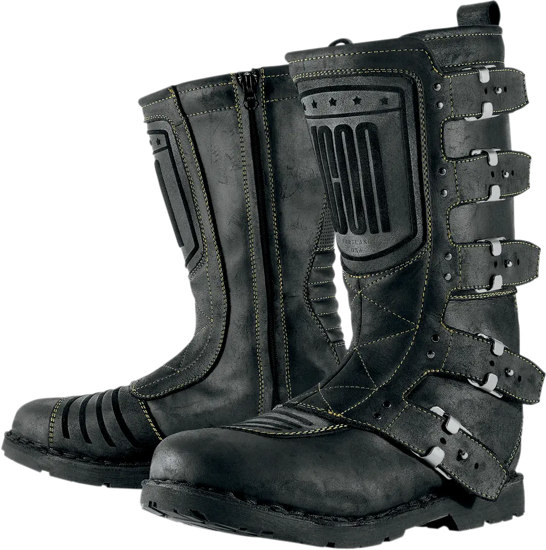 Black Leather Boots with Straps