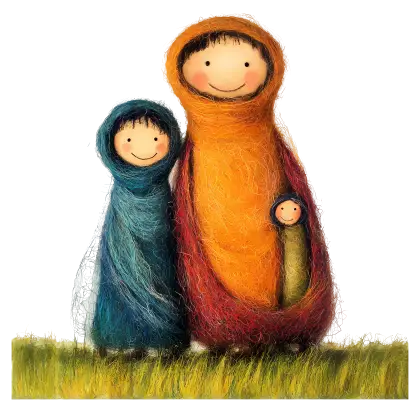 Colorful Wool Family Figures