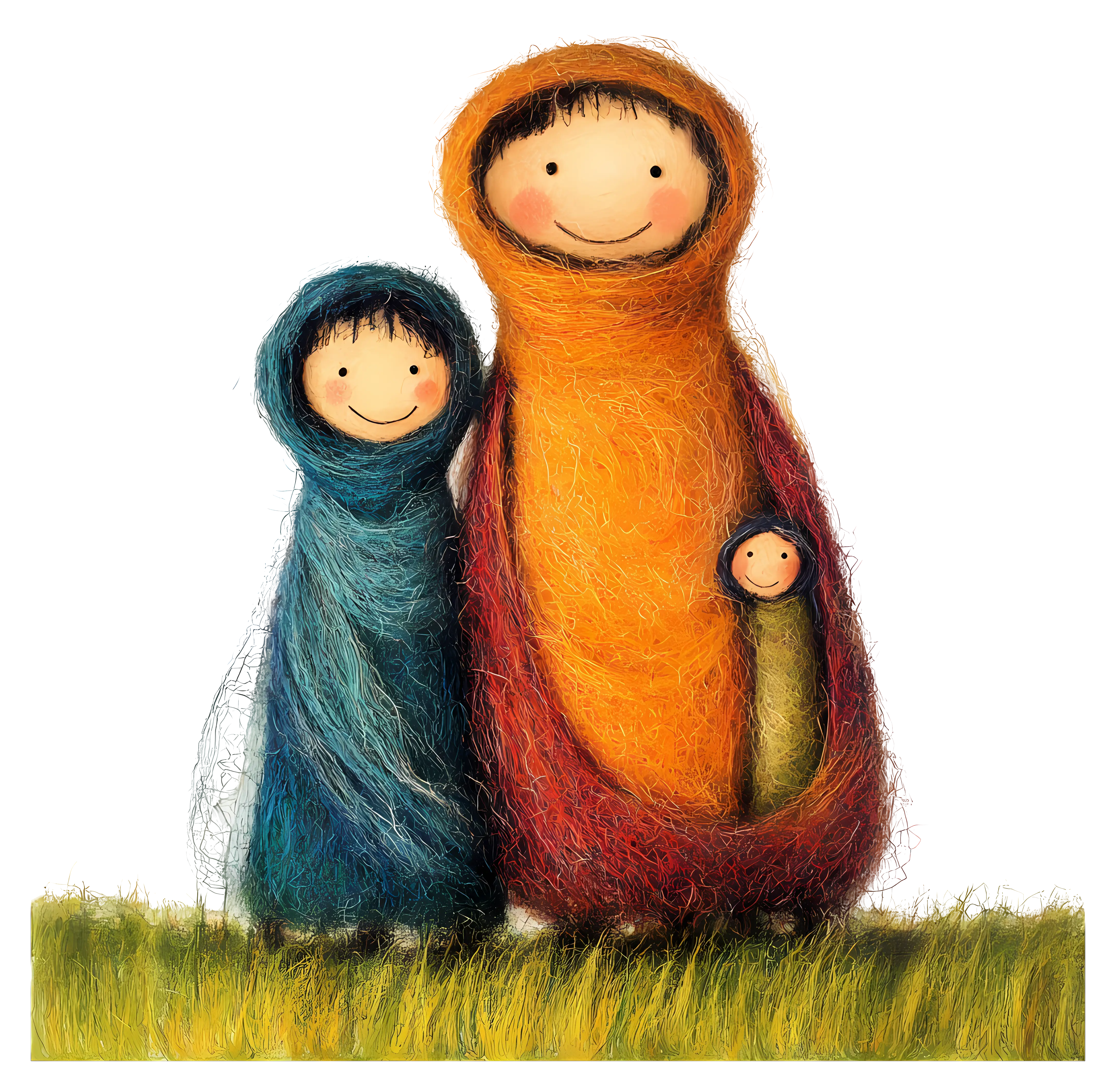 Colorful Wool Family Figures