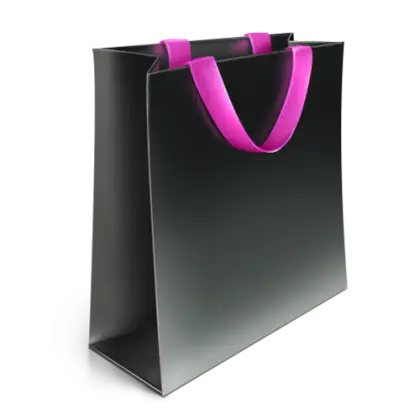 Black Shopping Bag with Pink Handles
